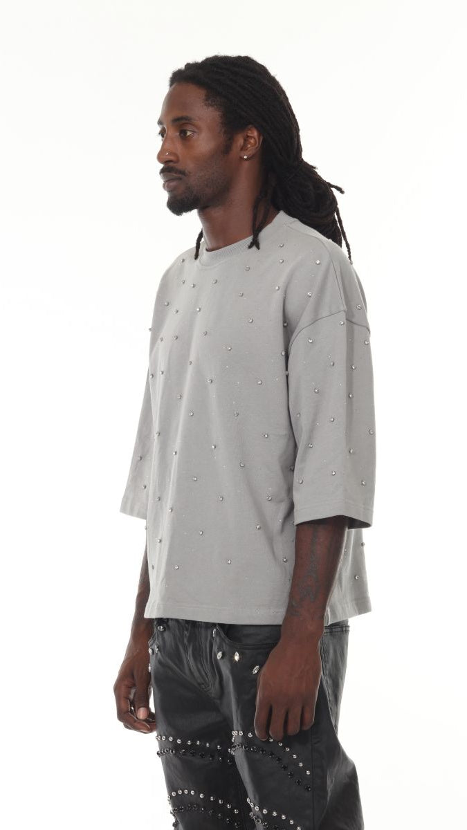French Terry Rhinestone | Short Sleeve Shirt