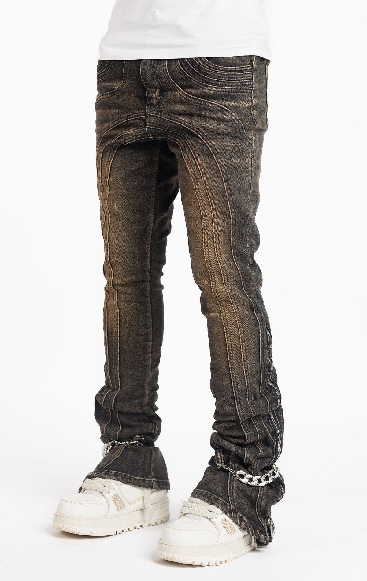 Copper Chain Stack Jeans