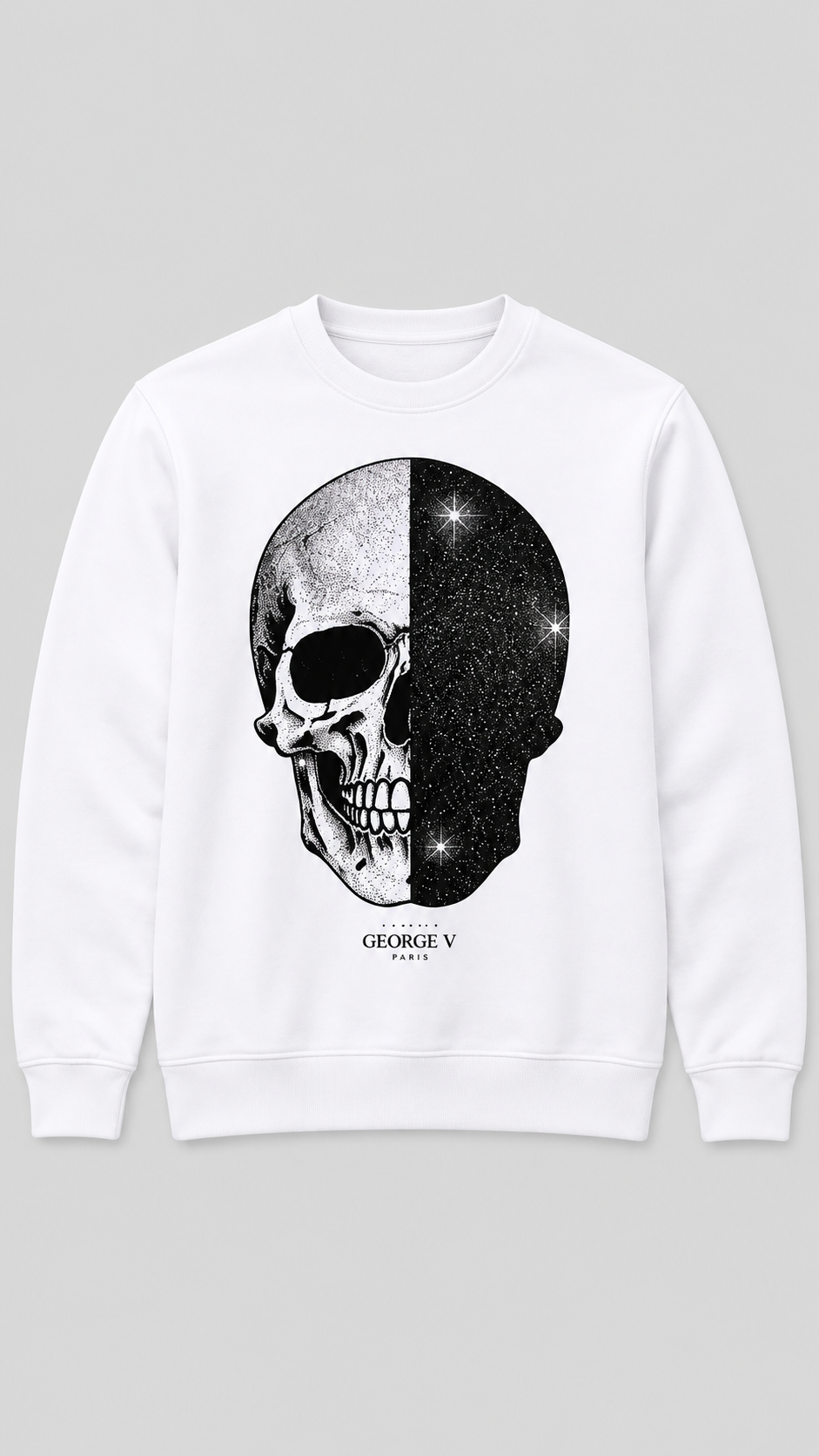 Skull Face Rhinestone Crewneck Sweatshirts