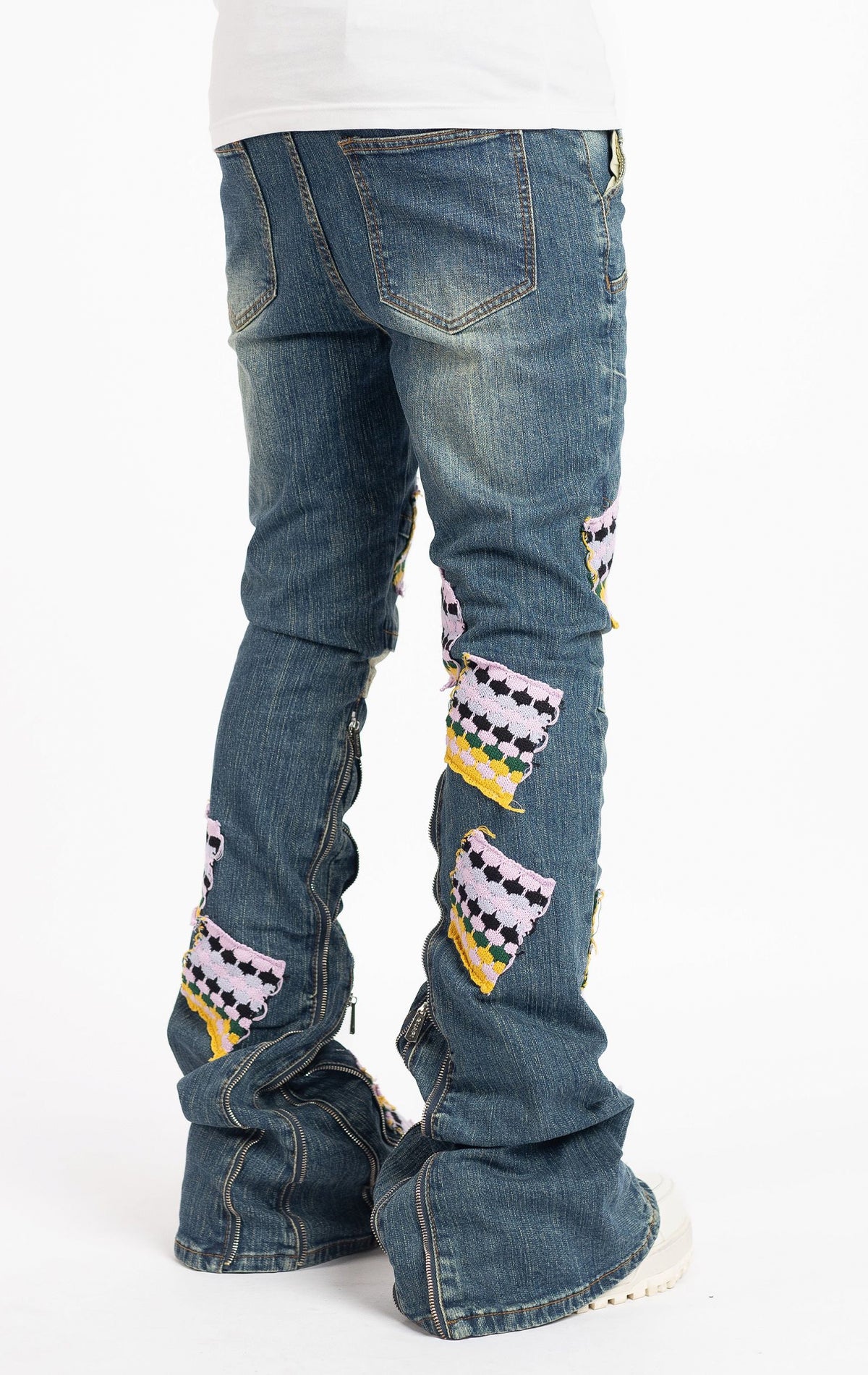 French Rose Patches Stack Jeans