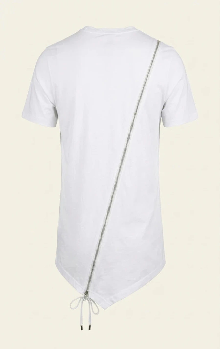 Diagonal Zipper Cotton|T-Shirt