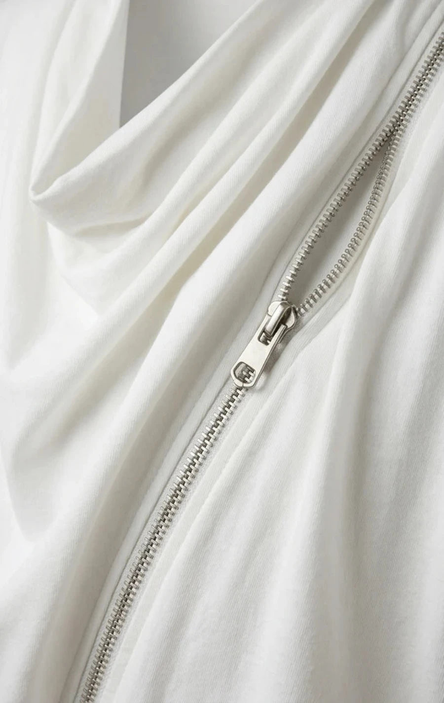 Asymmetric Zipper Cotton|T-Shirt