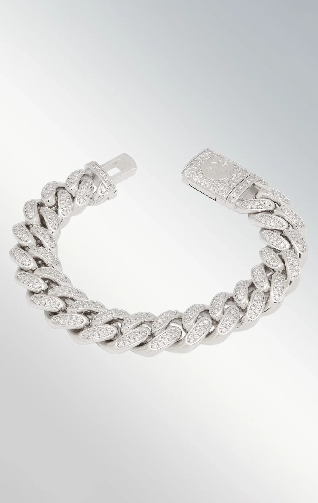 15 mm iced Miami white gold bracelet