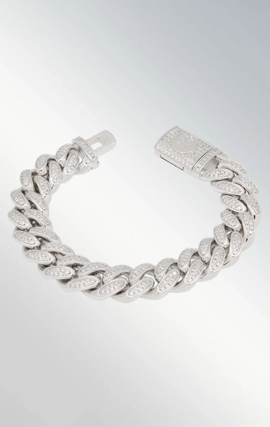 15 mm iced Miami white gold bracelet