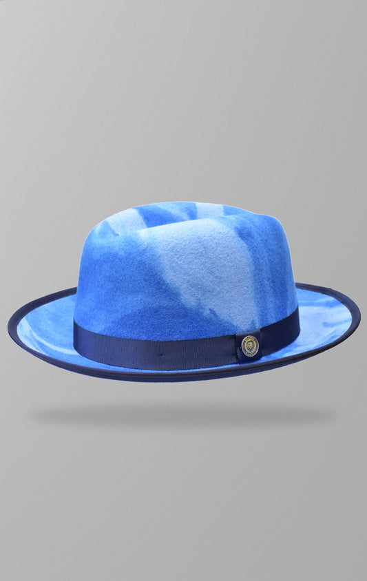 Hand-dyed Kingston Collection hat with 2.5" welted edge brim, 100% Australian wool, and a solid grosgrain hat band.