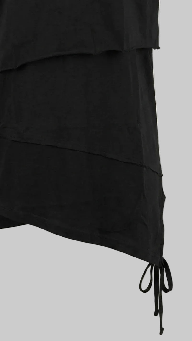 Close up of Black Layered Shirt.