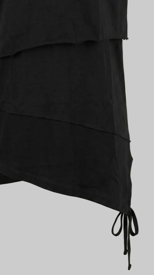 Close up of Black Layered Shirt.