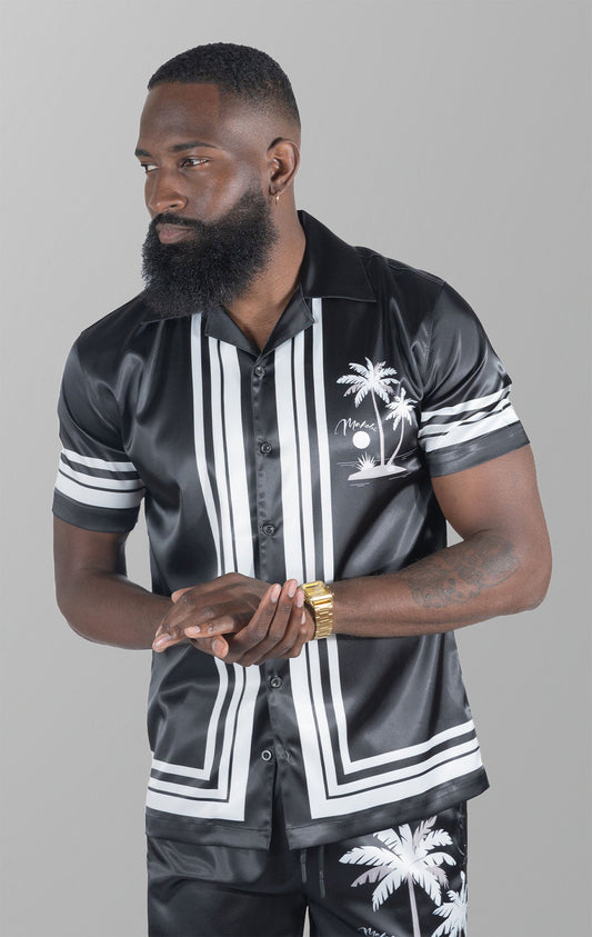 Short set top and matching shorts. Made from 100% polyester fabric for a comfortable fit and easy movement. Designed in Los Angeles with a unique sublimation print. True to size.