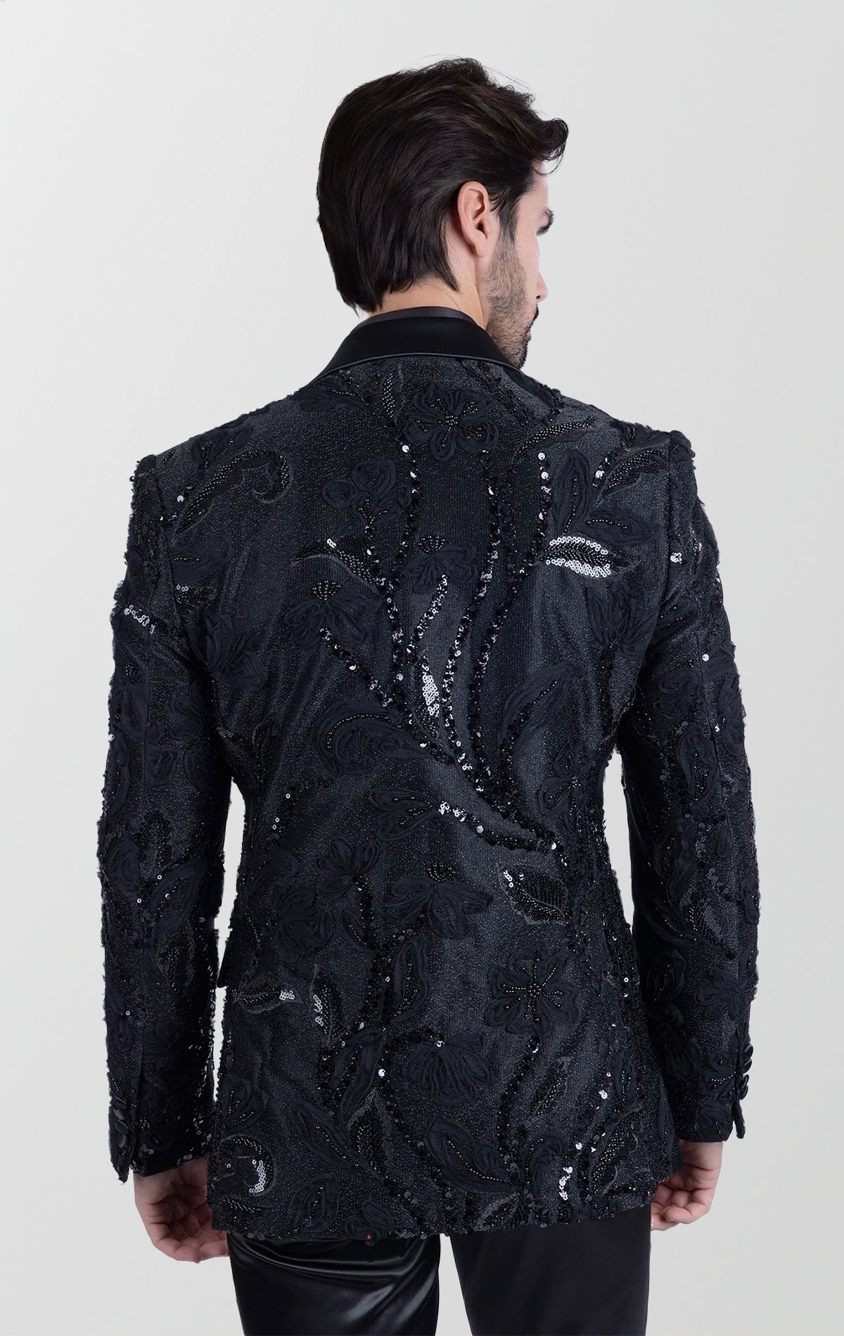 Men's Floral Sequin Blazer