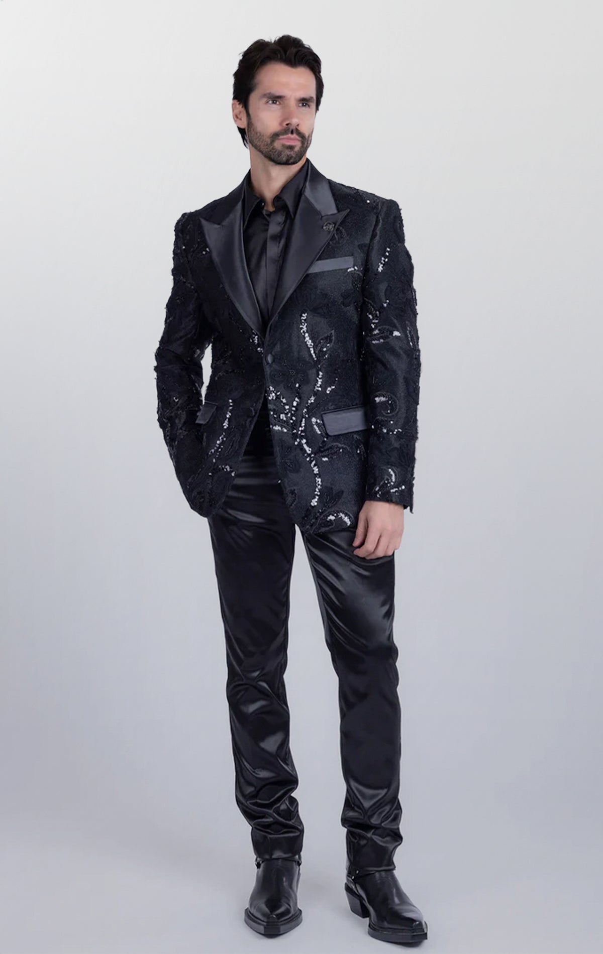 Men's Floral Sequin Blazer