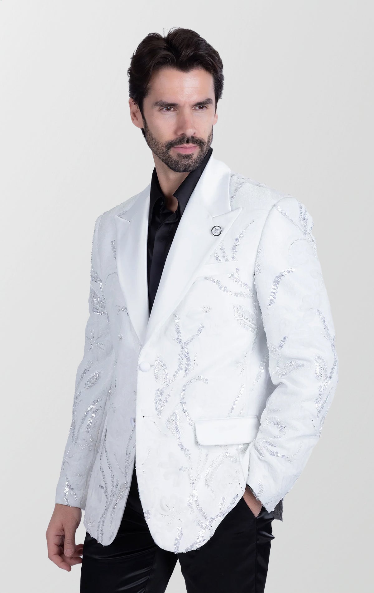 Men's Floral Sequin Blazer