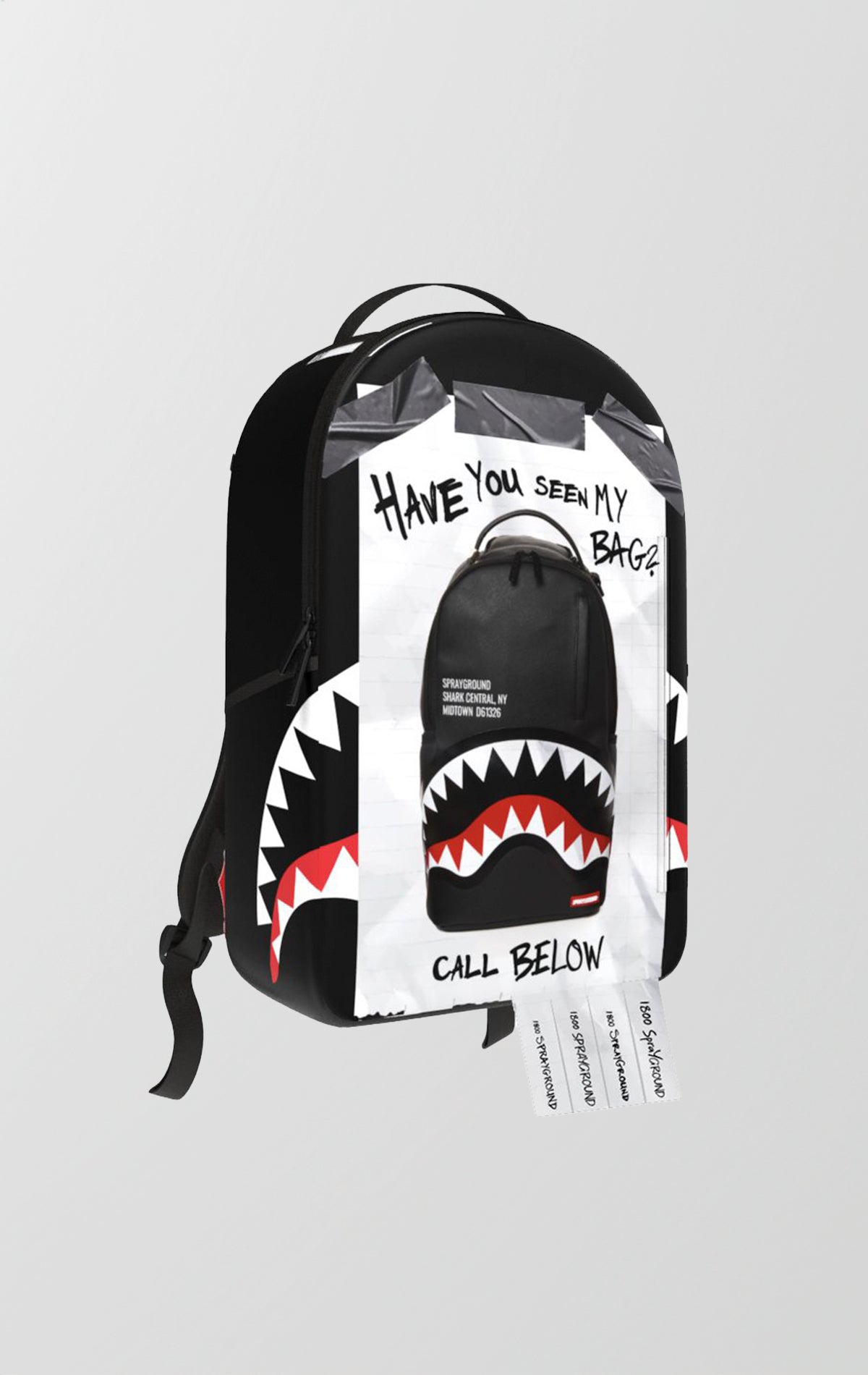 Missing Bag Flyer On Bag With Real Cut Strips Backpack