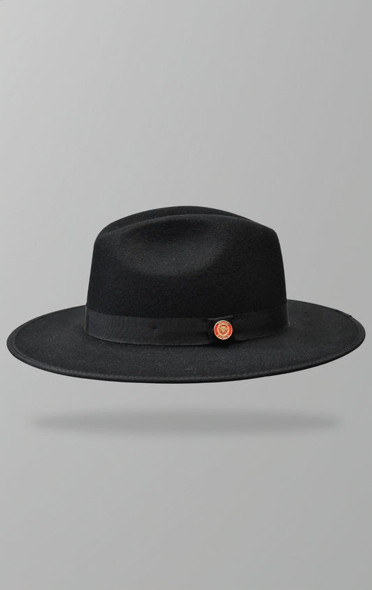 Classic wool flat brim fedora with color underlay, 3" bound grosgrain brim, and 100% fine Australian Wool.