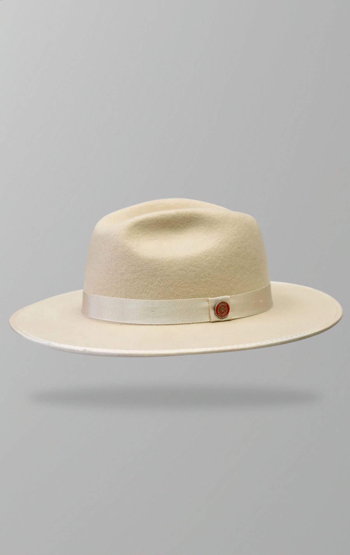 Classic wool flat brim fedora with color underlay, 3" bound grosgrain brim, and 100% fine Australian Wool.