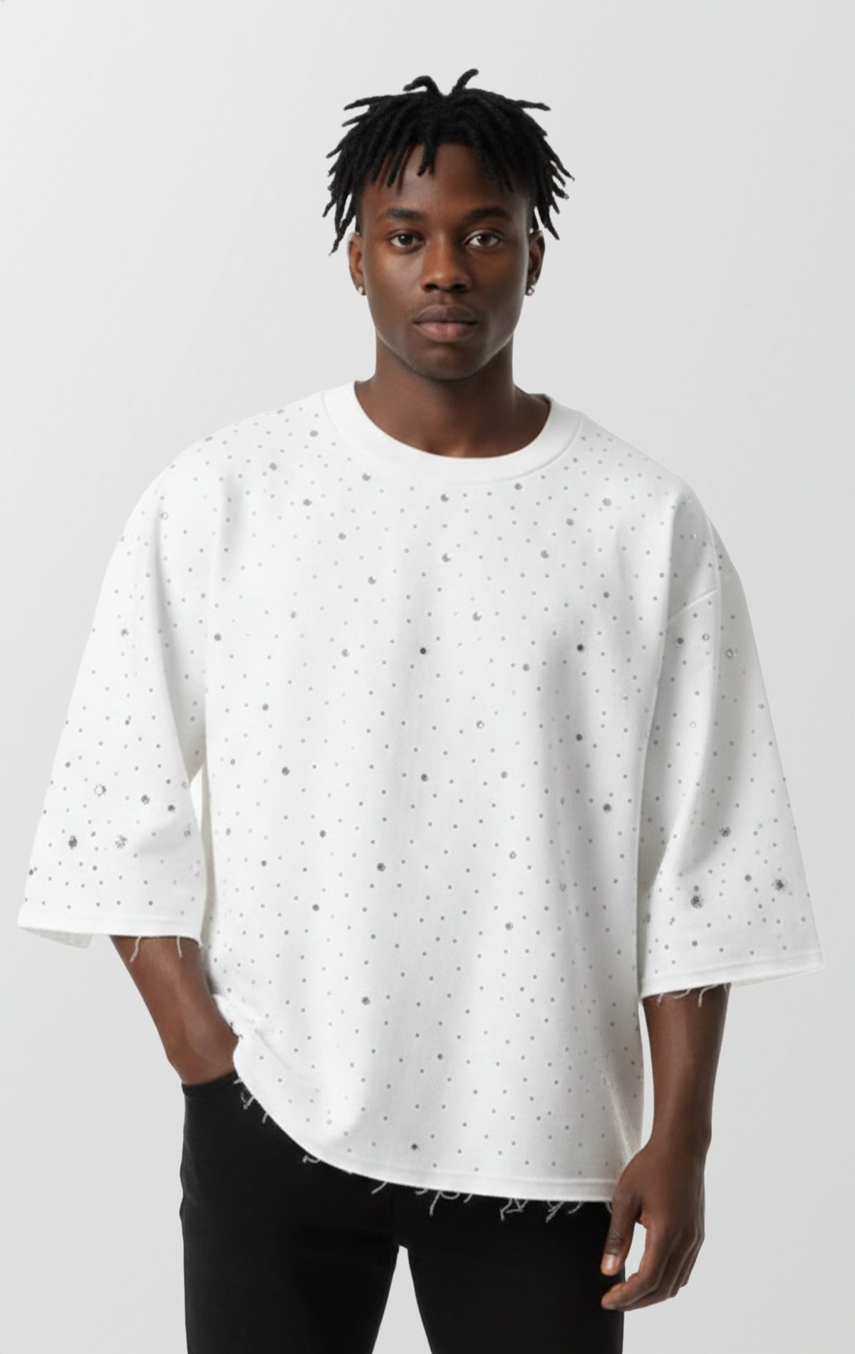 Oversized All-Over Rhinestone T-Shirt