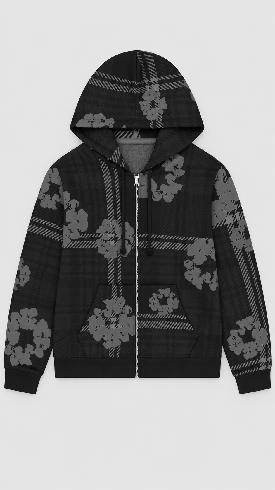 Plaid Wreath Zip-Up Hoodie