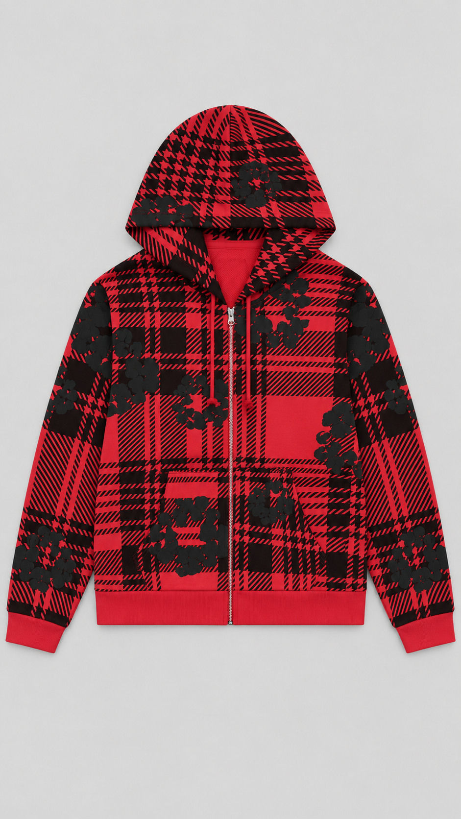 Plaid Wreath Zip-Up Hoodie