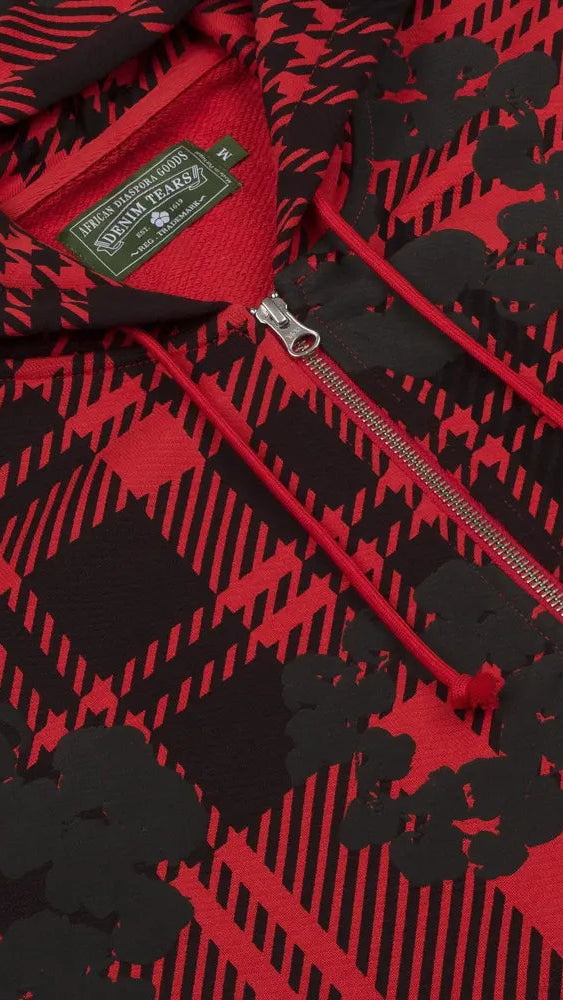 Plaid Wreath Zip-Up Hoodie
