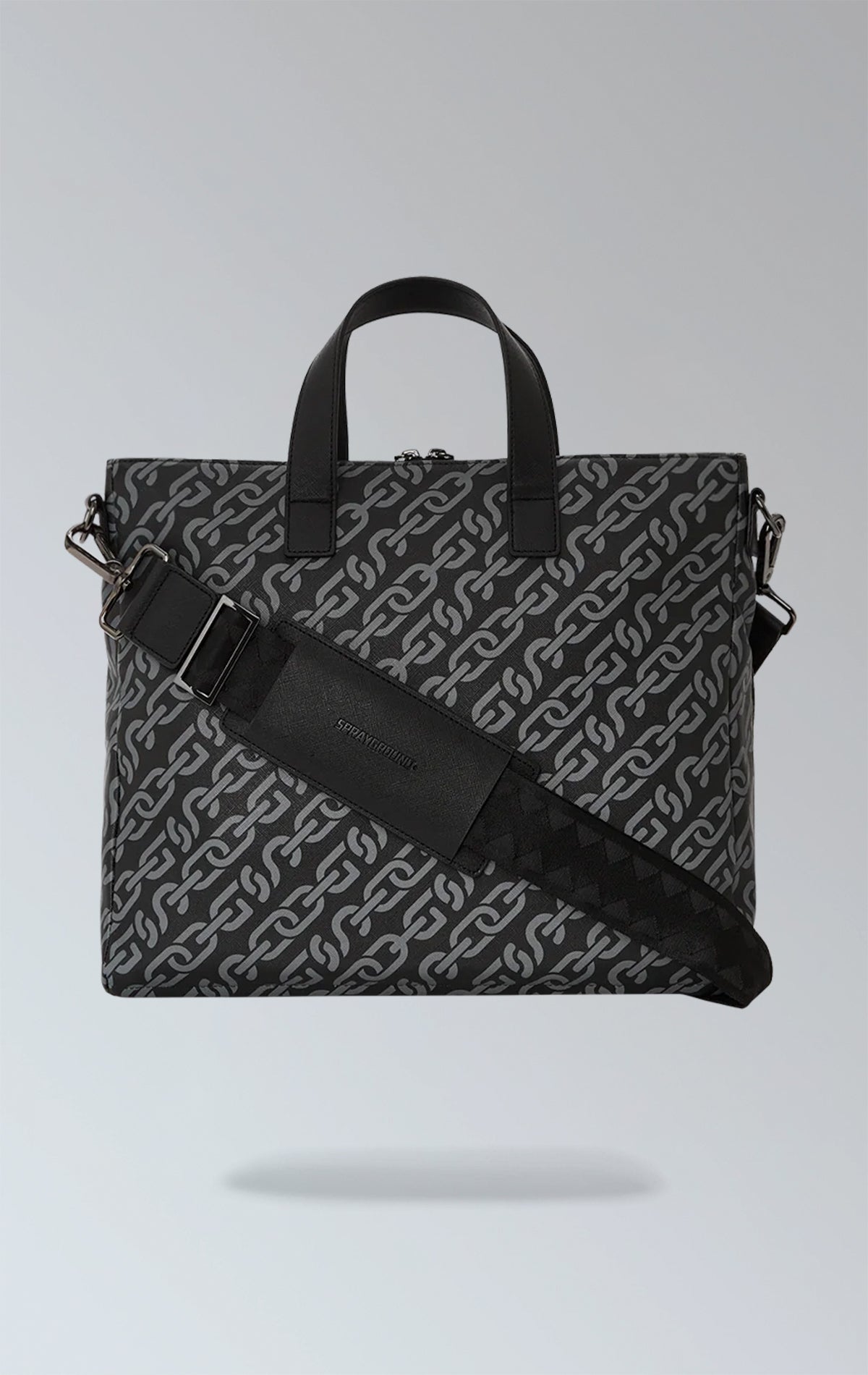 Sprayground, Magnetic Pulse Travel Bag, vegan leather, travel bag, magnetic pulse print, sunglasses compartment, padded back panel, adjustable straps, spacious, stylish, functional.