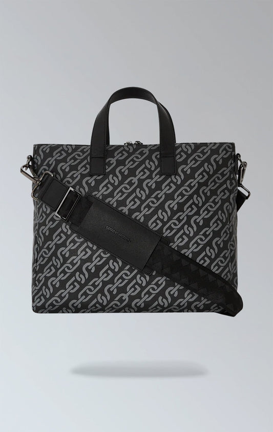 Sprayground, Magnetic Pulse Travel Bag, vegan leather, travel bag, magnetic pulse print, sunglasses compartment, padded back panel, adjustable straps, spacious, stylish, functional.