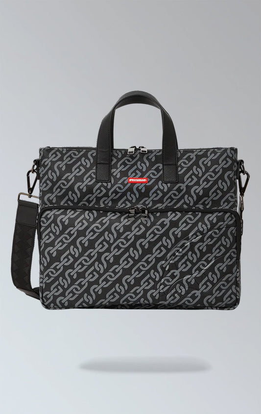 Sprayground, Magnetic Pulse Travel Bag, vegan leather, travel bag, magnetic pulse print, sunglasses compartment, padded back panel, adjustable straps, spacious, stylish, functional.