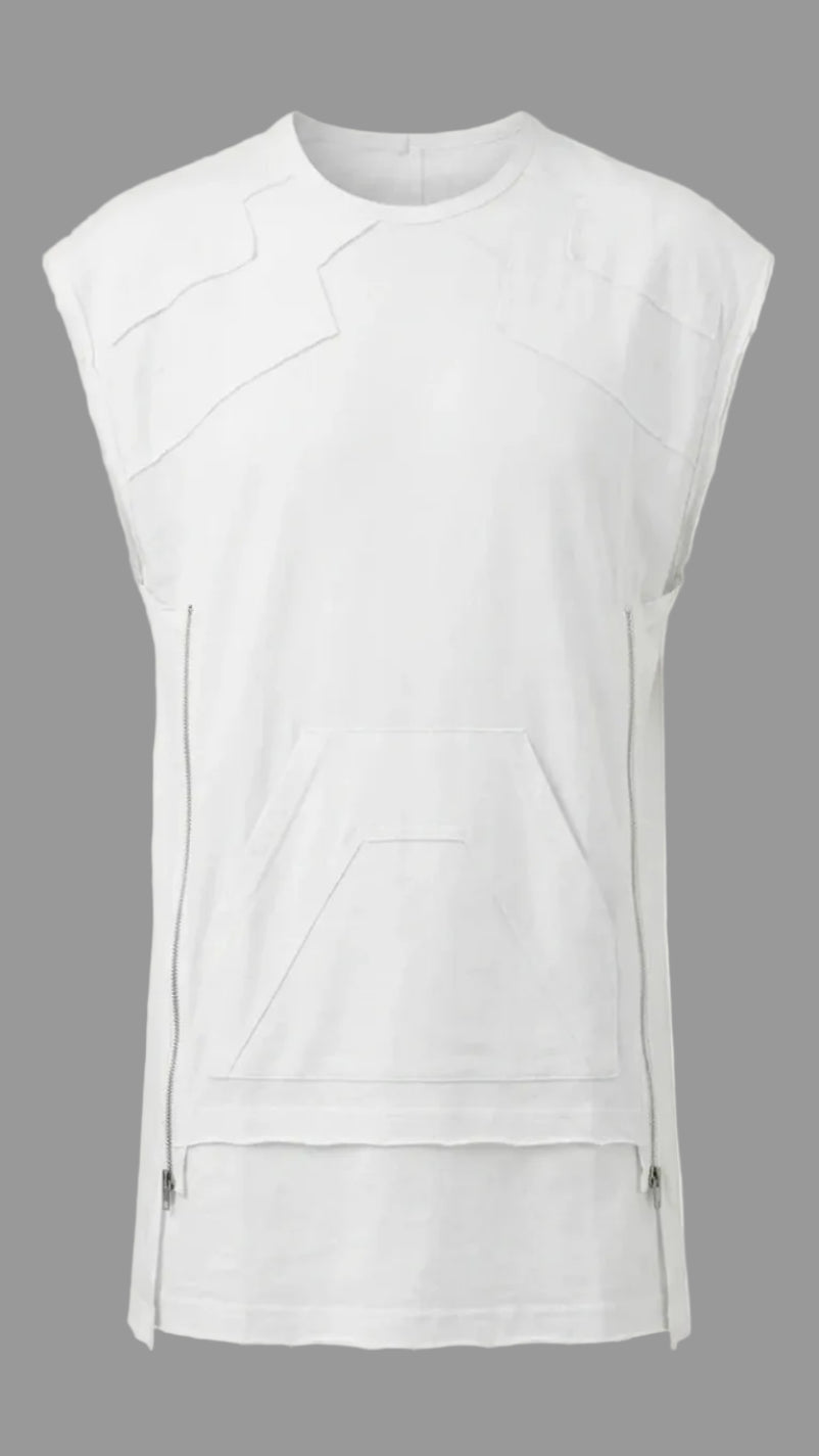 White sleeveless top on a beige background