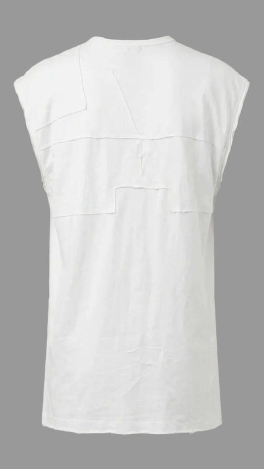 White sleeveless top on a grey background