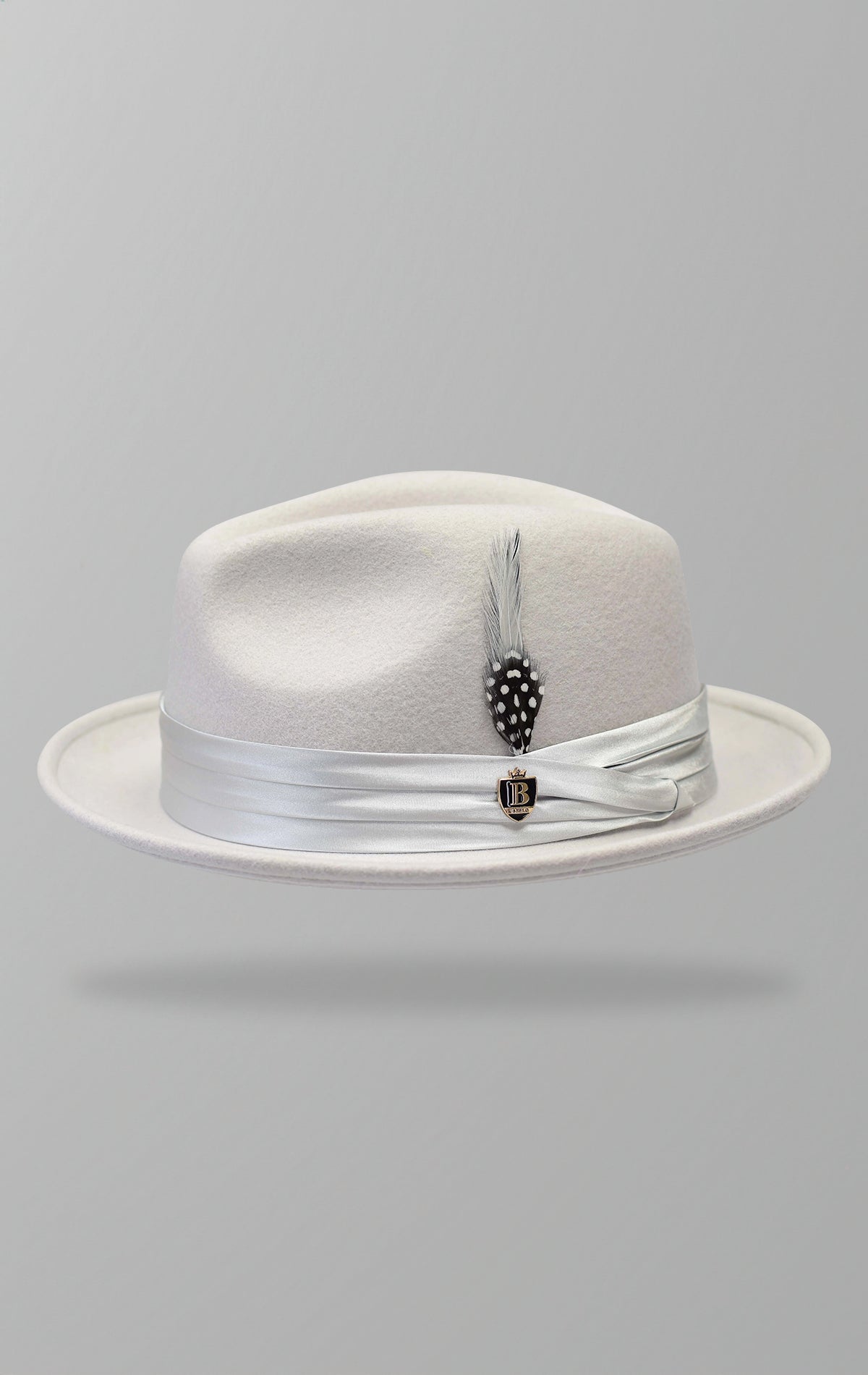 Classic wool fedora crafted from 100% fine Australian wool with a 2.25-inch brim, satin hat band, and removable logo pin.