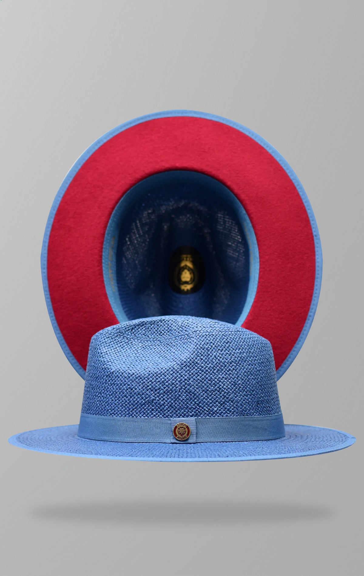 Kingdom limited edition natural straw hat with contrast under brim and 3-inch wide flat brim.