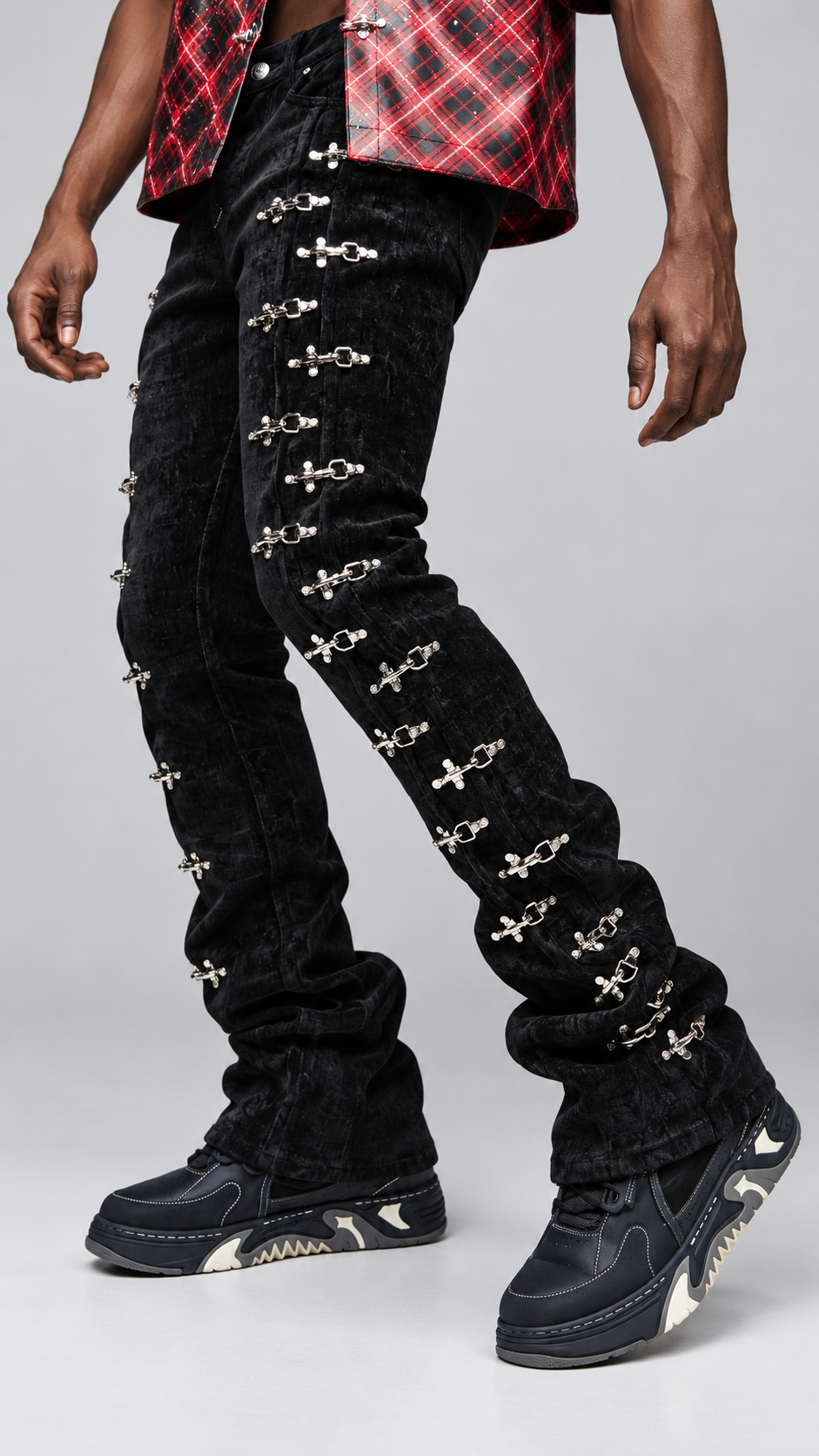 Velvet Aviation Clasp | Stacked Pants
