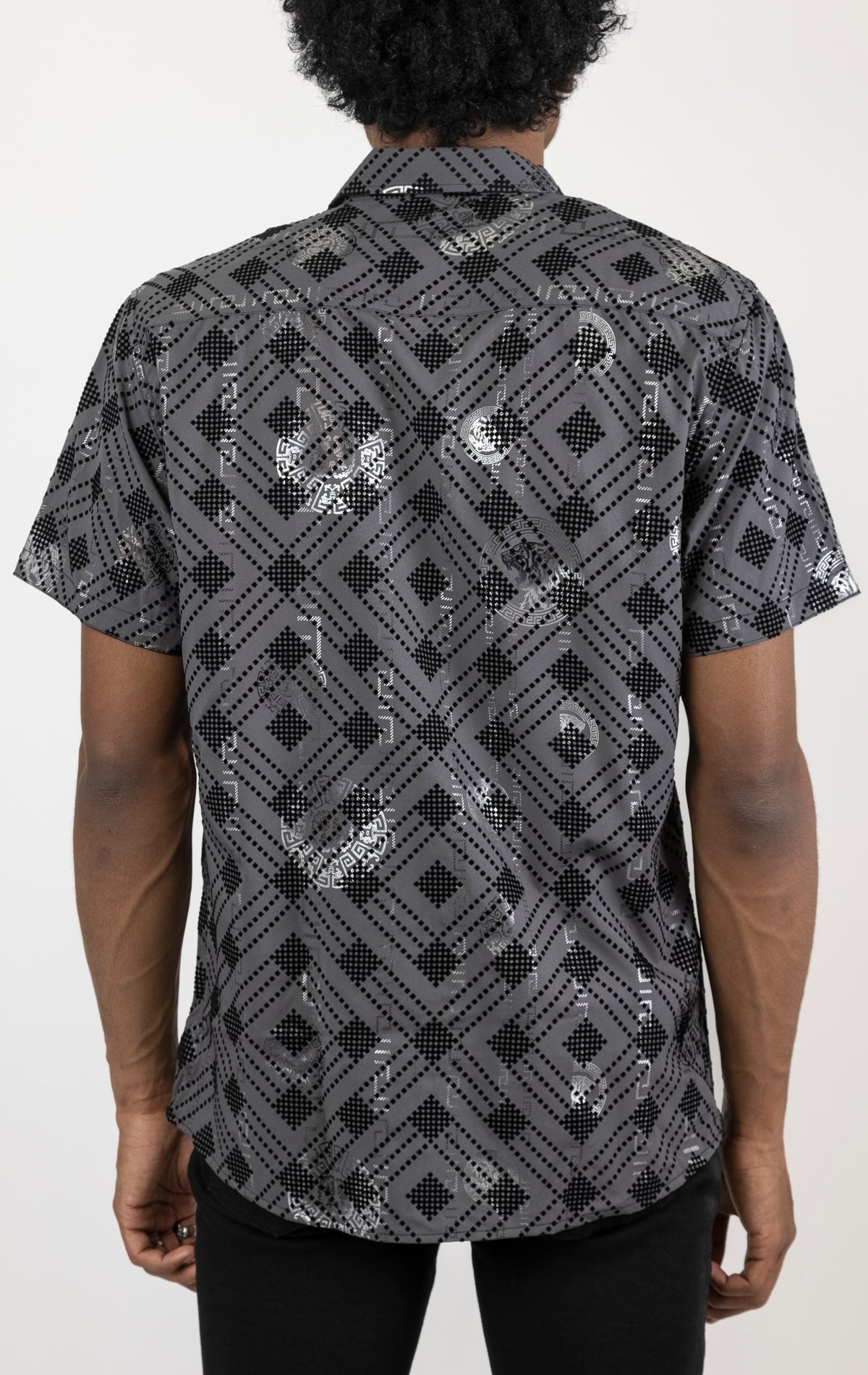 Men's modal blend button-down shirt in black. The shirt is made from a 95% modal and 5% spandex blend and features a modern cut, fade-resistant color, and a classic button-down collar.