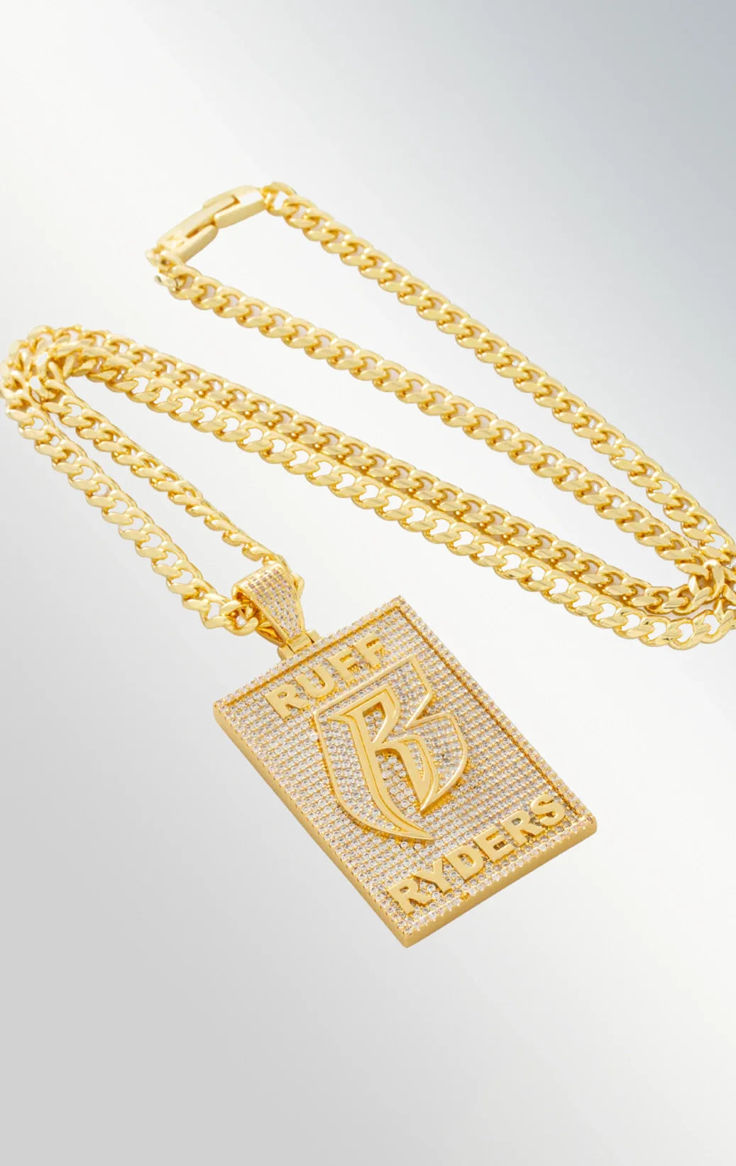 Dog tag ruff ryders pendant necklace in  gold