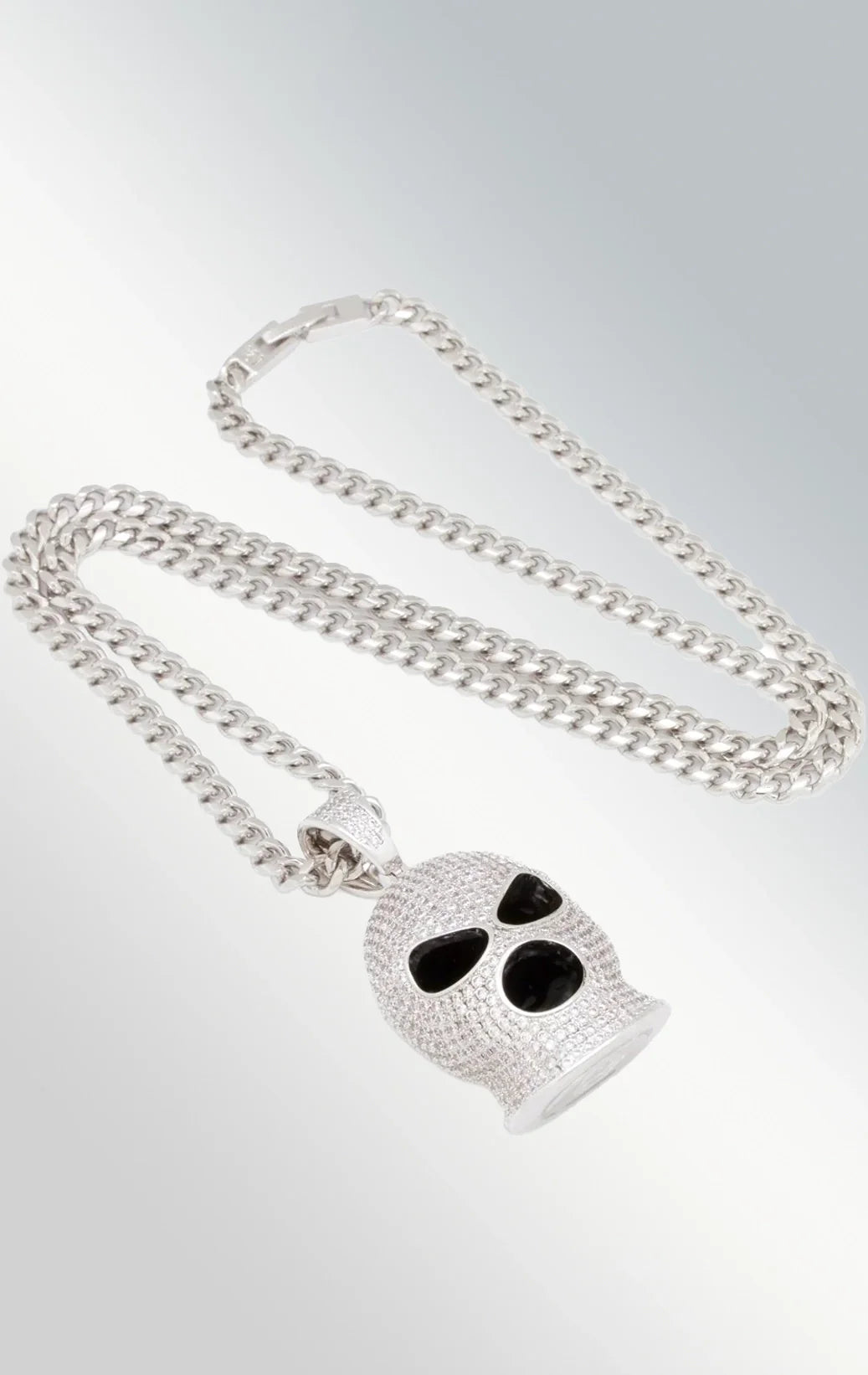 Ski mask necklace in white gold