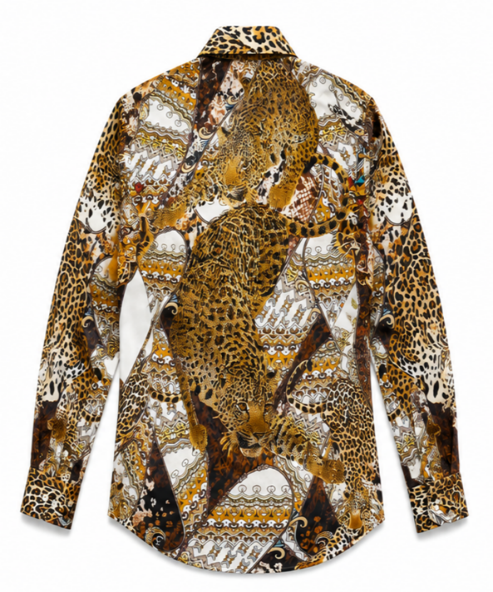 Rhinestone Baroque Cheetah|Long Sleeve Shirt