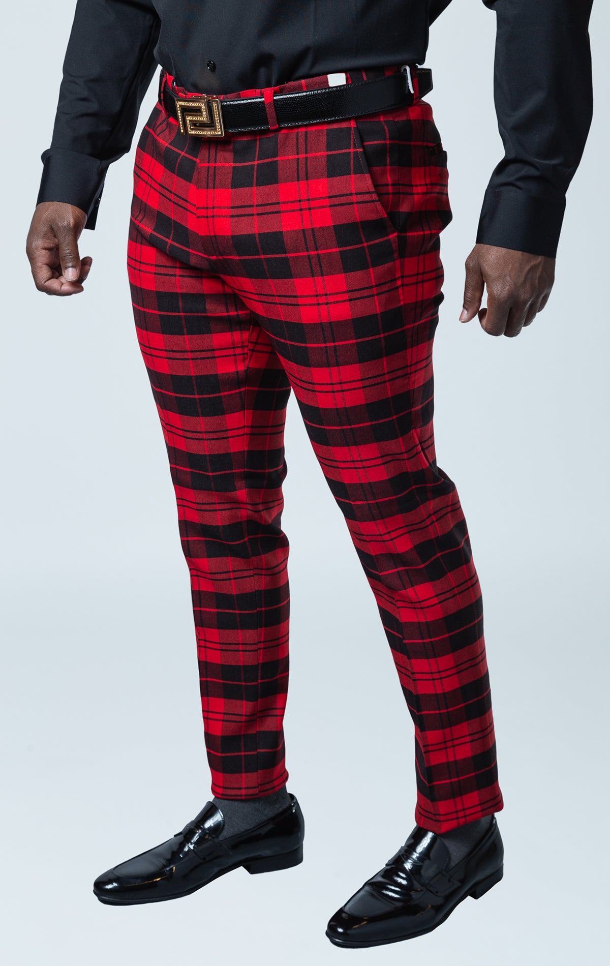 Checkered black and red dress pants 