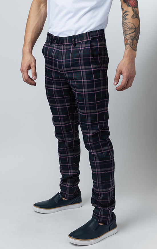 Checkered purple casual/formal pants for men